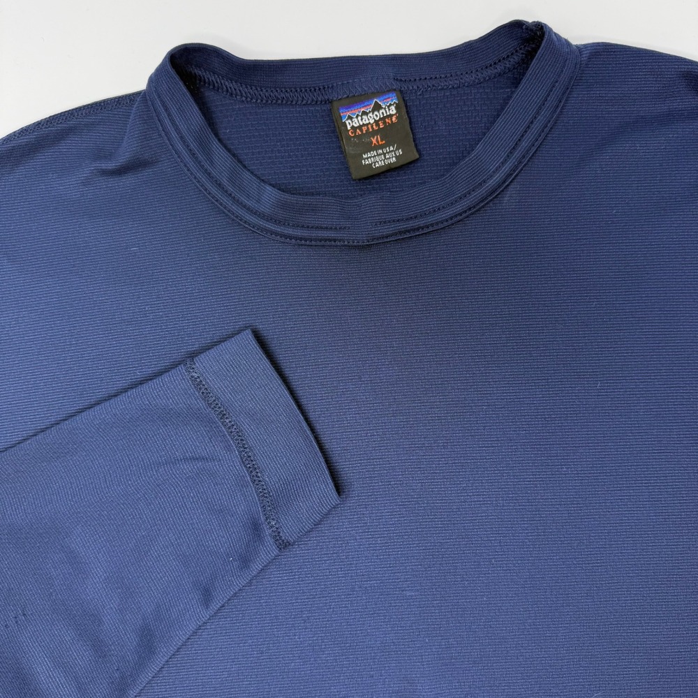 Patagonia Capilene Long Sleeve Baselayer Shirt Men's‎ XL Navy Blue Made USA